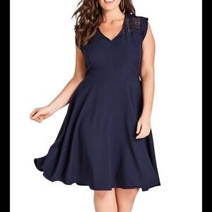 City Chic Navy Midi Plus Dress L 20